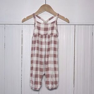 KATE QUINN Neutral Bamboo Checkered Jumpsuit